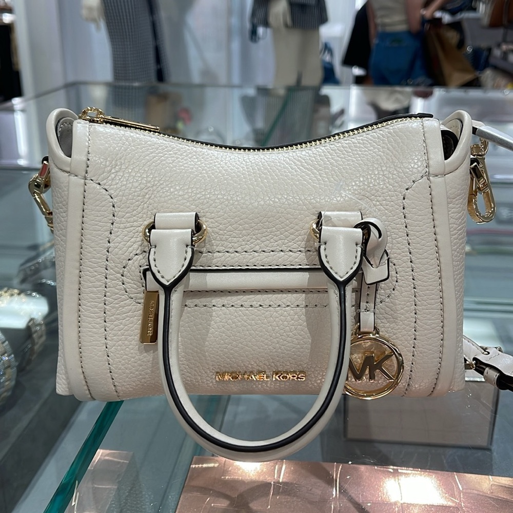 Michael Kors Carine Extra-Small Pebbled Leather Satchel Crossbody 
Lt Cream 
NWT - Picture 7 of 16